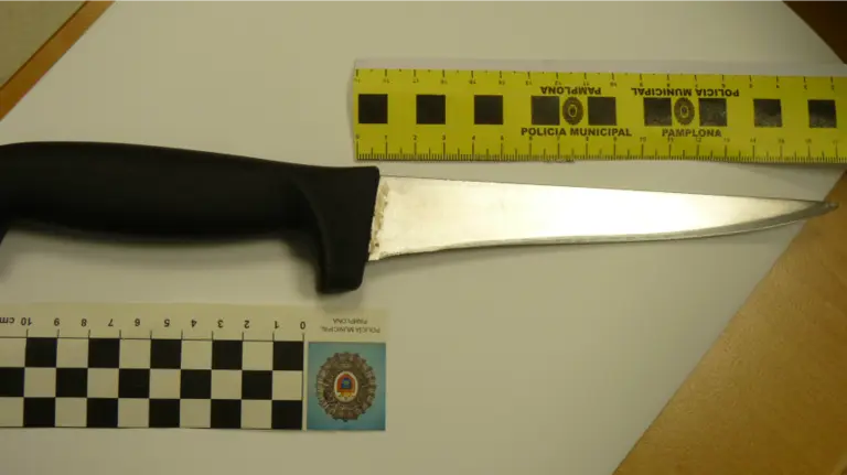 El cuchillo con el que amenazó a su amigo en un bar de La Milagrosa. PMUNICIPAL