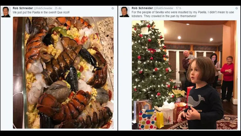 Los tuits del actor Rob Schneider sobre su supuesta paella valenciana y el posterior perdón que ha pedido a los sevillanos EE