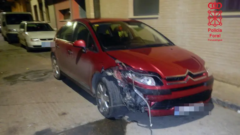 Estado en el que ha quedado el vehículo implicado en el accidente de Ribaforada