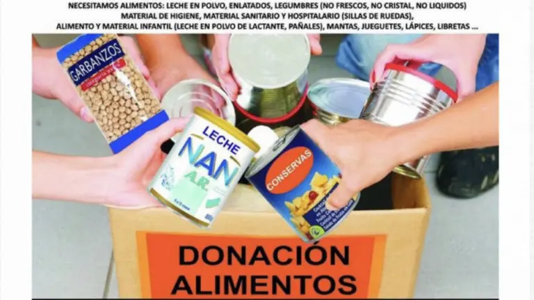 Eecogida de alimentos en el estadio del Sadar.