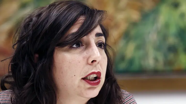 La secretaria general de Podemos en Navarra, Laura Pérez, se muestra convencida en una entrevista con Efe de que van a salir &#34;más fuertes&#34; de la Asamblea Ciudadana de febrero. EFE/Diges