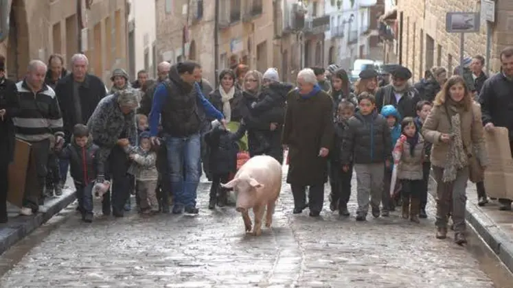 Imagen compartida en redes sociales por los organizadores de la Rifa del Cuto de Artajona y la Academia del Cerdo Txarriduna FB