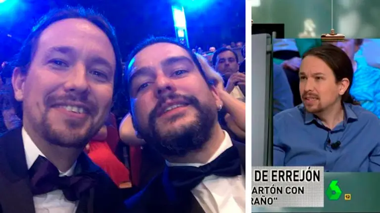El líder de Podemos, Pablo Iglesias, al mismo tiempo en la gala de los Goya y el programa laSexta Noche TWITTER, L6