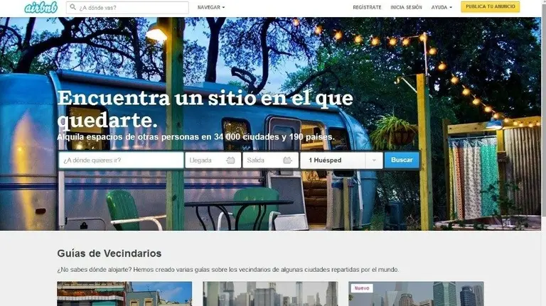 El portal de internet, AirBnb.