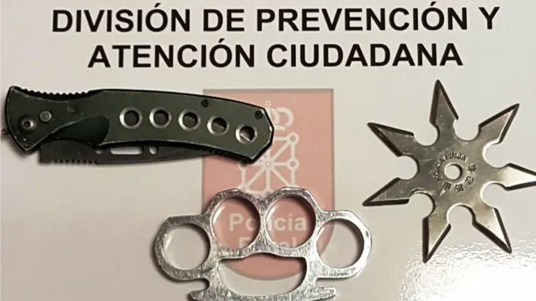 Las tres armas prohibidas incautadas al vecino de Barañáin. PFORAL