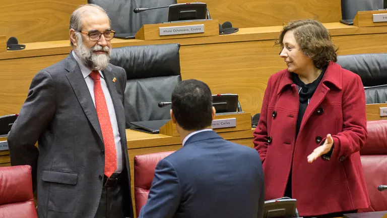 Pleno del Parlamento de Navarra. Fernando Domínguez, Javier Garcia e Isabel Elizalde (01). IÑIGO ALZUGARAY