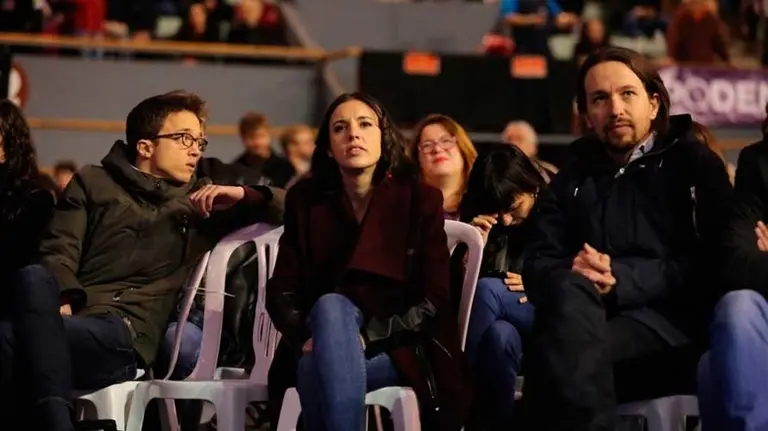 Íñigo Errejón, Irene Montero y Pablo Iglesias en Vistalegre II. EP