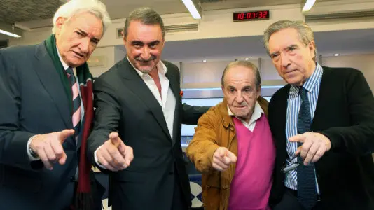 Luis del Olmo, Carlos Herrera, José Mª García e Iñaki gabilondo en los estudios de la Cadena Cope.