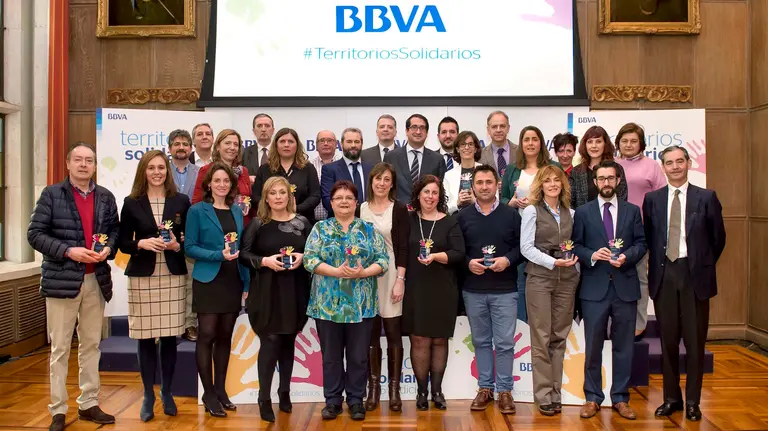 Entrega de los ayudas Territorios Solidarios de BBVA que este año han recaído en cinco proyectos navarros. CEDIDA