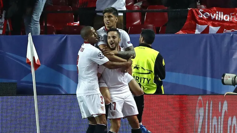 El Sevilla se impone al Leicester en el partido de ida. Lfp.