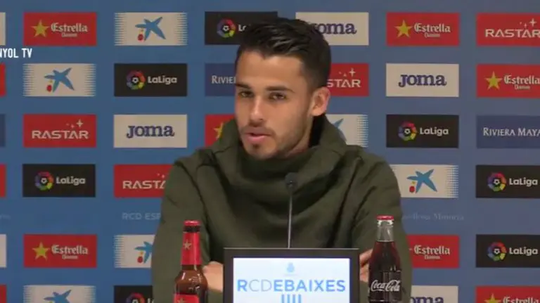 Diego Reyes en rueda de prensa con el Espanyol.