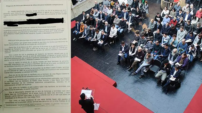 Denuncia presentada por un navarra a título personal por le homenaje del cuatripartito a víctimas de violencia de derecha y policía. MIGUEL OSÉS