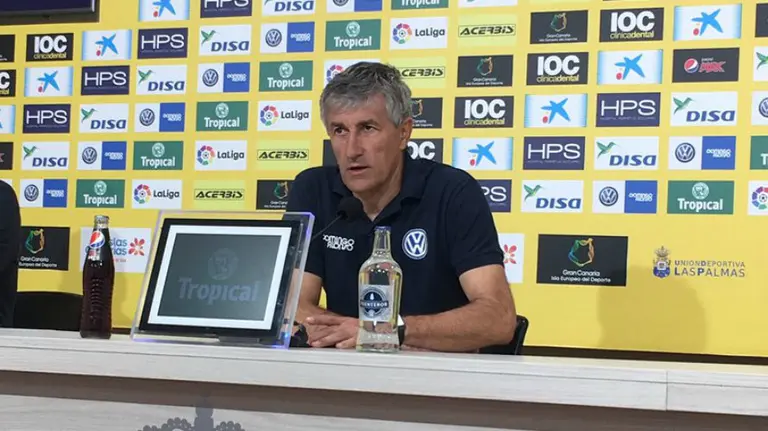 Quique Setién en rueda de prensa. Twitter Las Palmas.