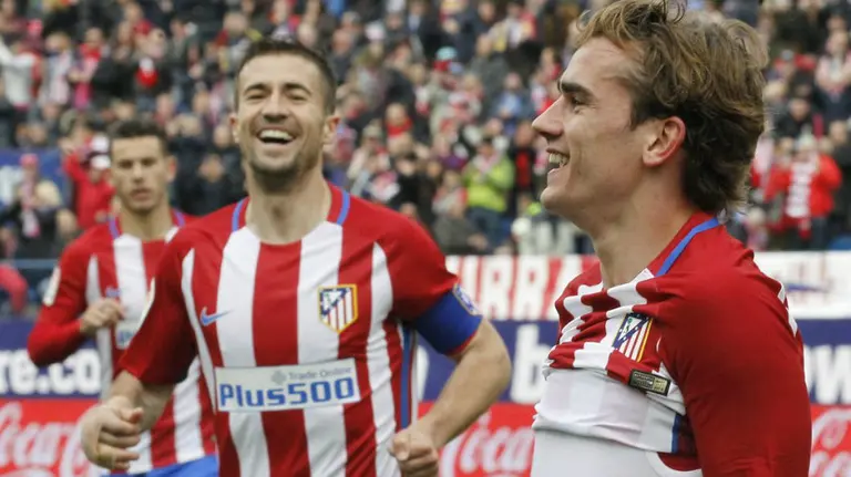 Griezmann celebra un gol en el Vicente Calderón. Lfp.