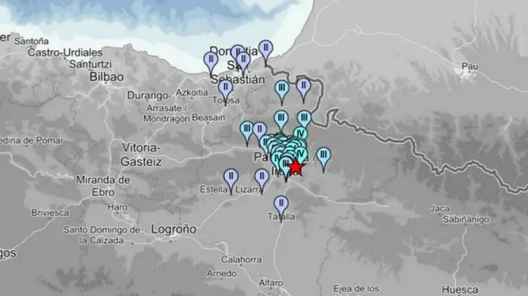 Mapa de intensidades del terremoto