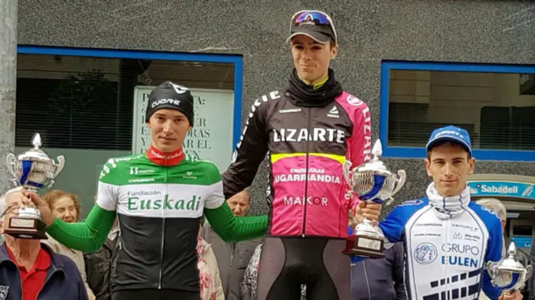 Jaime Castrillo en el podium de Estella. Foto Lizarte.