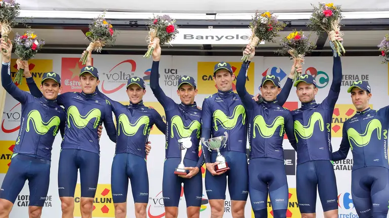 Movistar Team se ha impuesto en la contrarreloj por equipos de la Volta a Catalunya en Banyoles CEDIDA