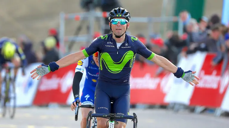 Valverde entra vencedor en La Molina. Foto Movistar team.