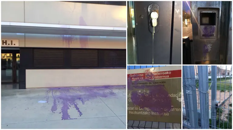 Destrozos en el instituto de Berriozar por la huelga de los abertzales..