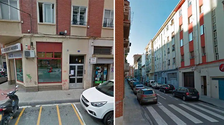 Calle Nogalera, a la izquierda, y calle Nueva, a la derecha. Ambas en Burlada, se ha accedido a dos domicilios.