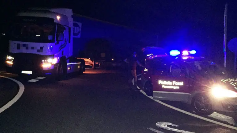 Camionero pillado por la Policía Foral en Sunbilla.