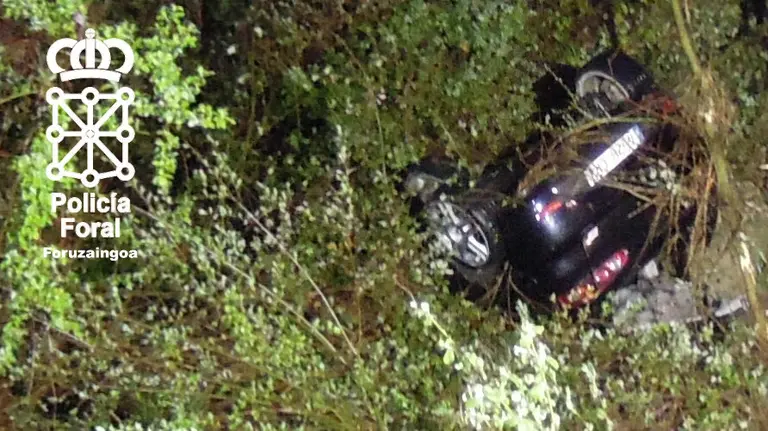 Imagen del ehículo siniestrado en Azpiroz POLICÍA FORAL