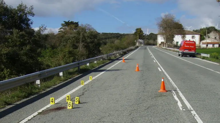 Punto en el que ha sufrido la caída el ciclista de 54 años a su paso por Lagarda mientras hacía el Camino de Santiago.