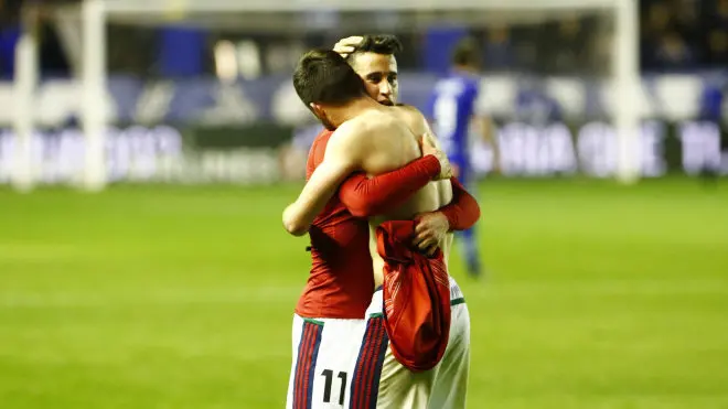 Berenguer, el autor del gol de la victoria, tras el Alavés - Osasuna. LFP