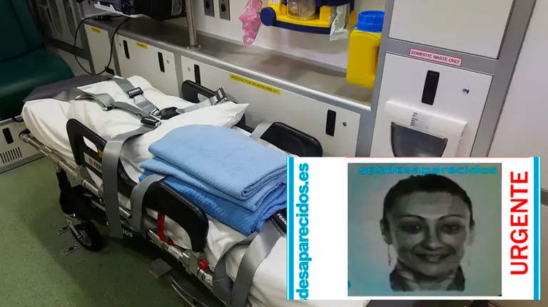 Imagen de una ambulancia con la mujer desaparecida en Vigo. ARCHIVO.