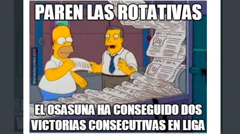 Uno de los memes sobre la segunda vistoria consecutiva de Osasuna. TWITTER