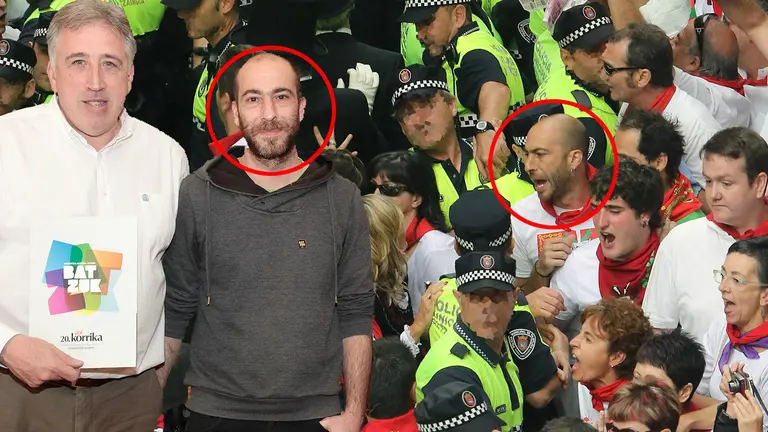 Xabi Gartzia, uno de los responables de la Korrika, acosa a los ediles de UPN en la procesión de 2014 y también recibido por Asirón