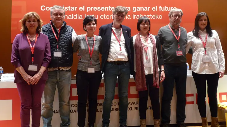 Pilar Arriaga, Alfredo Sanz, Pili Ruiz, Chechu Rodríguez, Carmen Sesma, Javier Barínaga y Nerea Contreras, de CCOO.