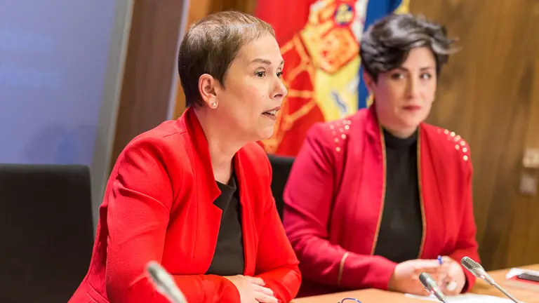 Uxue Barkos, María Solana y María José Beaumont informan de los asuntos tratados en la reunión semanal del Gobierno de Navarra (13). IÑIGO ALZUGARAY