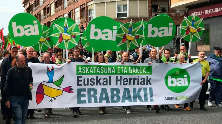 Celebración del Aberri Eguna en Gernika por parte de EH Bildu. Twitter.