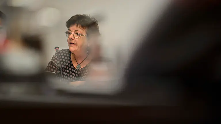 Comparecencia de la consejera María José Beaumont el pasado abril
. PABLO LASAOSA 03