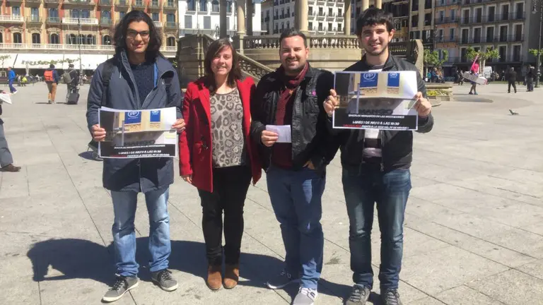 Joaquín Oroz de Juventud Morada de Podemos, Idoia de Carlos, de Gazteok Bai y Carlos Mena y Kevin Lucero, de Juventudes Socialistas de Navarra. CEDIDA