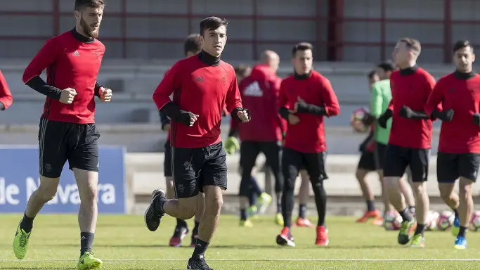 Entrenamiento de Osasuna en Tajonar tras el empate ante el Deportivo de la Coruña.