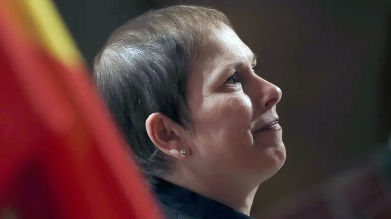 GRA595. MADRID, 17/01/2017.- La presidenta de Navarra, Uxue Barkos, al término de la VI Conferencia de Presidentes Autonómicos celebrada hoy en el Salón de Pasos Perdidos del Senado. EFE/Javier Lizón