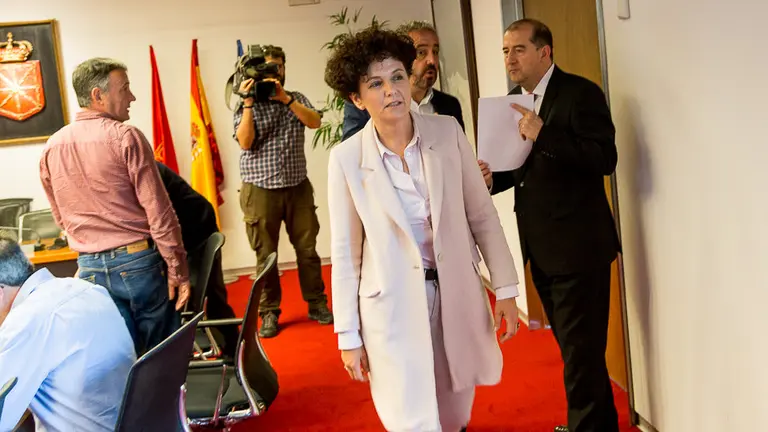 La presidenta de la Cámara de Comptos, Asunción Olaechea, explica el informe sobre las ayudas públicas a la planta de biometanización de Ultzama (03). IÑIGO ALZUGARAY