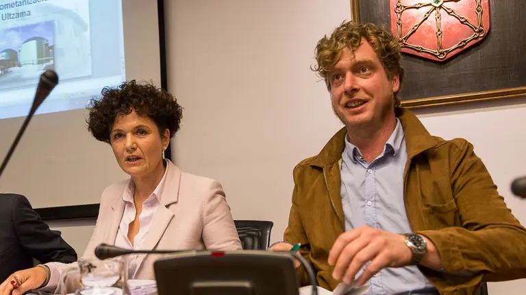 La presidenta de la Cámara de Comptos, Asunción Olaechea, explica el informe sobre las ayudas públicas a la planta de biometanización de Ultzama (07). IÑIGO ALZUGARAY