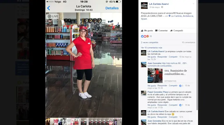 Imagen del nuevo uniforme que las empleadas colgaron en un perfil de Facebook
