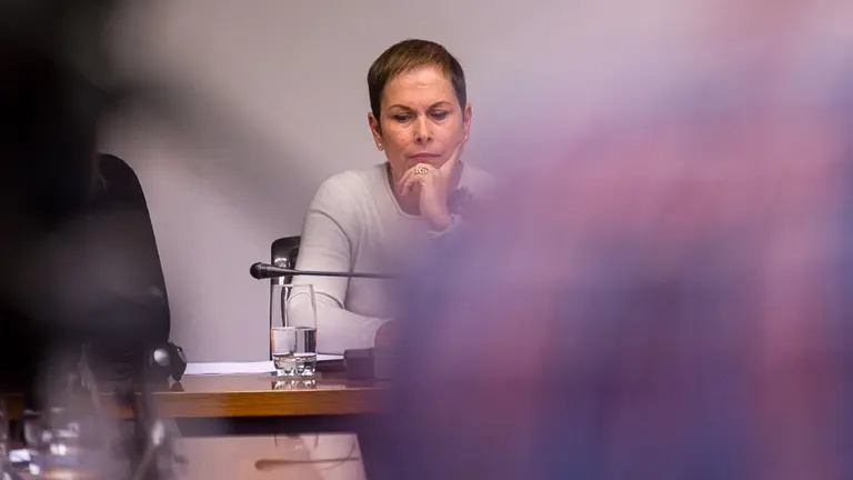 Comparecencia de la presidenta del Gobierno de Navarra, Uxue Barkos, para abordar la agresión sufrida por dos agentes de la Guardia Civil en Alsasua (12). IÑIGO ALZUGARAY