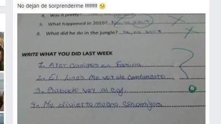 Publicación de la profesora en Facebook