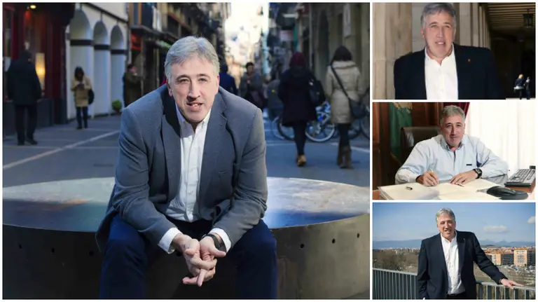 Combo de fotos de Joseba Asirón colocadas en la página web del consistorio.