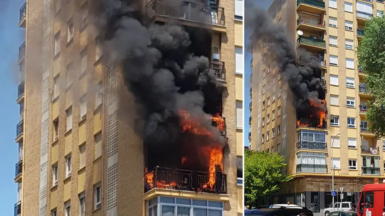 Violento incendio en Barañáin