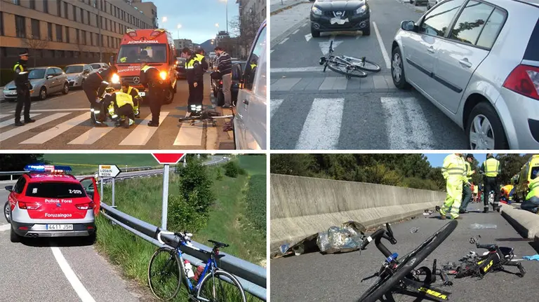 Imágenes de algunos de los últimos atropellos a ciclistas registrados tanto en Navarra como a nivel nacional