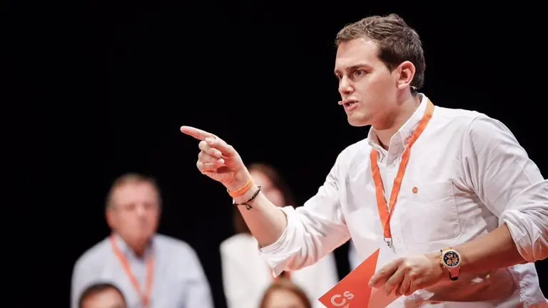 Albert Ribera durante un acto de Ciudadanos EP
