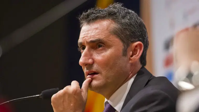 Ernesto Valverde en rueda de prensa. FC Barcelona.