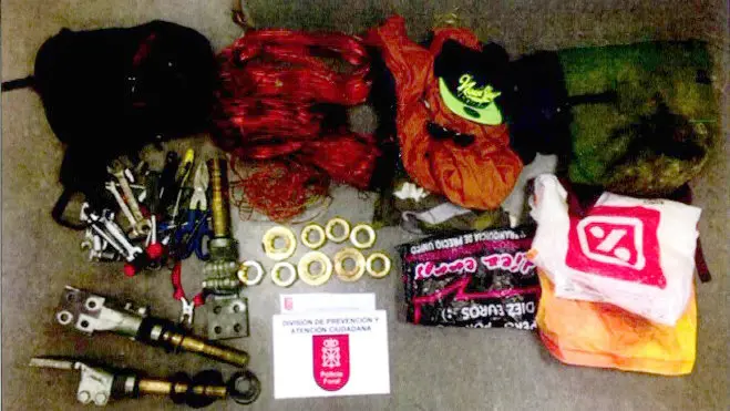 Imagen del material robado por tres hombres detenidos en Noáin.