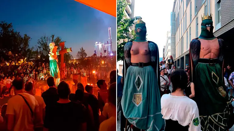 Imágenes de los dos espectáculos que han ofendido a algunos vecinos de Sarriguren durante sus fiestas.